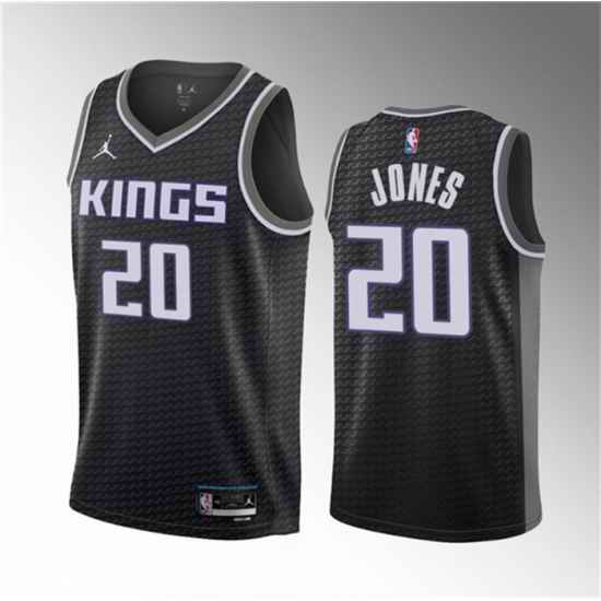 Men Sacramento Kings 20 Colby Jones Black 2023 Draft Statement Edition Stitched Jersey